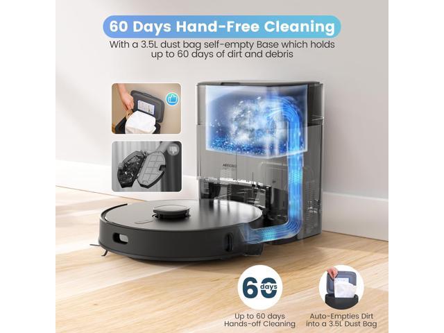 AIRROBO T20+ Robot Vacuum and Mop (2600Pa Suction) 60-Day Self-Cleaning, LiDAR Navigation and Mapping, Voice/App Control, 150min Runtime