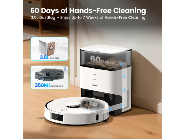 AIRROBO TBT50+ Robot Vacuum and Mop (6000Pa Suction) Ultrasonic Carpet Sensor, 60-Day Self-Cleaning, LiDAR Navigation and Mapping, Voice/App...