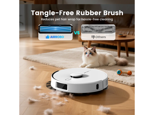 AIRROBO TBT50+ Robot Vacuum and Mop (6000Pa Suction) Ultrasonic Carpet Sensor, 60-Day Self-Cleaning, LiDAR Navigation and Mapping, Voice/App...