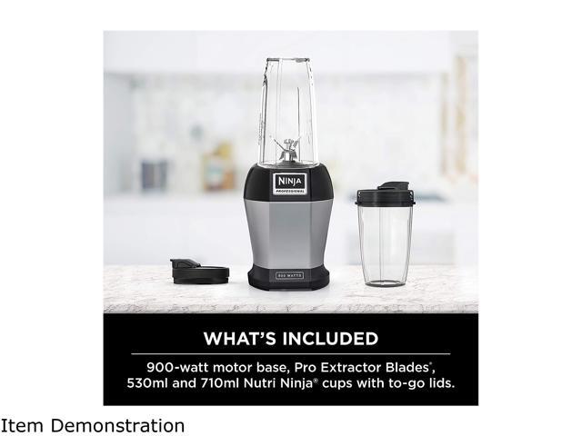 Ninja BL450C, Nutri Pro Personal Blender for Juices, Shakes & Smoothies, 18 and 24 Oz cups, Black/Silver, 900W
