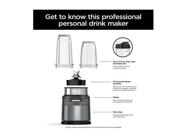 Ninja Nutri-Blender Pro with Auto IQ, 1000 Watts, Personal Blender (BN400C)