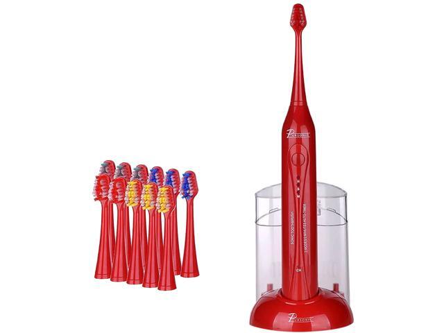 Pursonic S420RD Rechargeable Sonic Toothbrush with 12 Brush Heads and Storage Charger