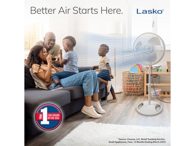Lasko 16' Oscillating Stand Fan, White 2520