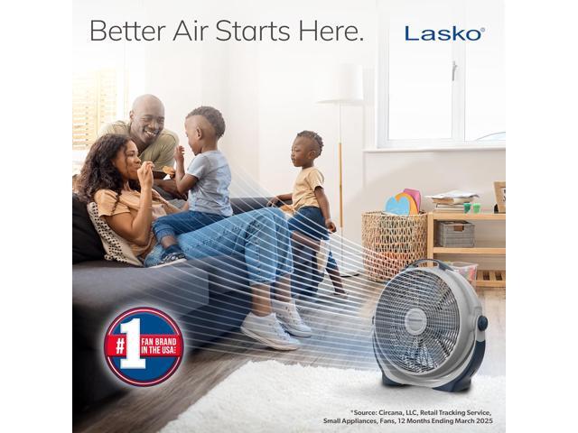 Lasko Wind Machine Fan, Air Circulator Fan with 3 Speeds, 20' Model 3300, Gray