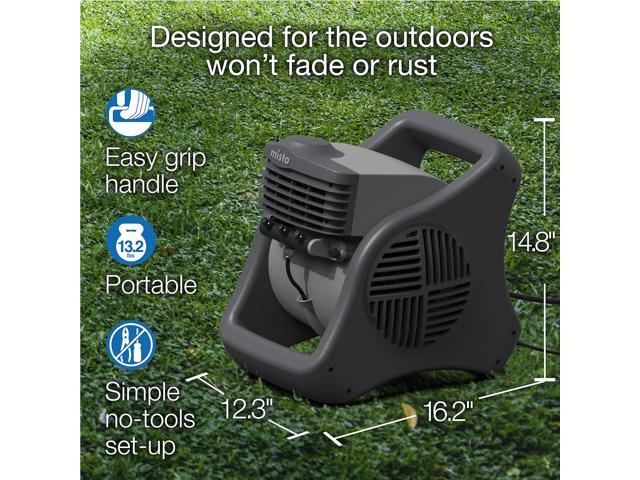 Lasko 15' Pivoting Misto Outdoor Misting Fan with GFCI Cord and 3 Speeds, 7050, Black