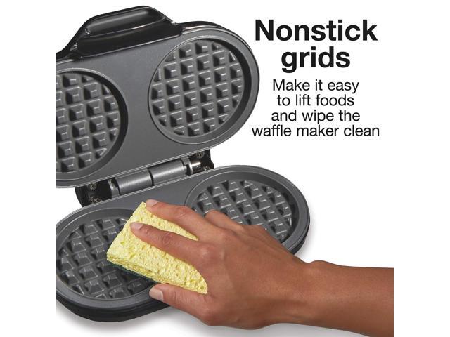 Proctor Silex 26102 Black Petite Double Waffle Maker Nonstick Grids Makes 4' Round Waffles Black