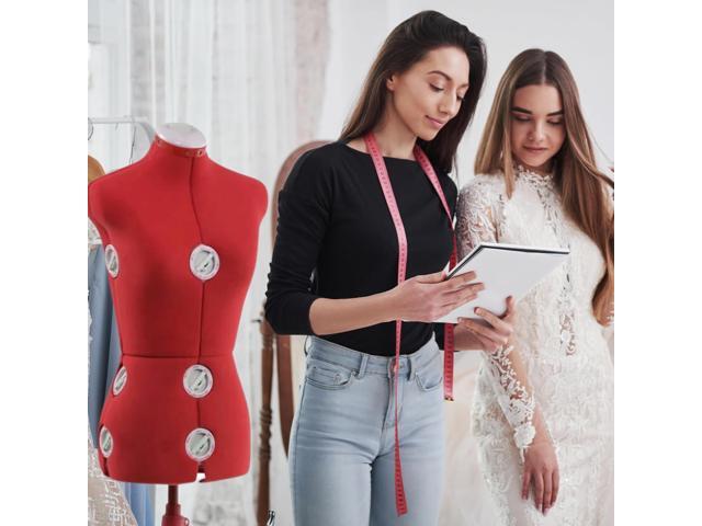 SINGER Female Adjustable Red Dress Form Fits Sizes 4-10 Pinnable Mannequin Body Torso with 360 Degree Hem Guide, Foam-Backed Fabric Exterior, 12...