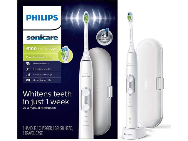 Philips Sonicare ProtectiveClean 6100 Rechargeable Electric Power Toothbrush, White (HX6877/21)