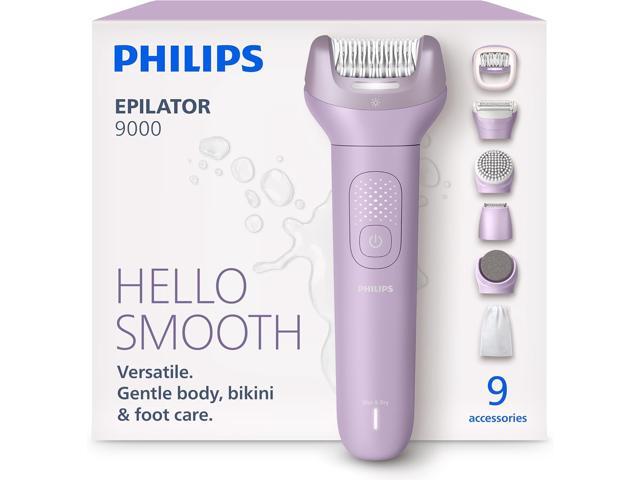 Philips Epilator Series 9000 - Cordless Wet and Dry Electric Epilator, Hair Removal for Legs, Body and Bikini, with ProGuide, 9 Accessories...