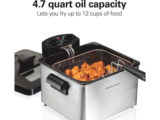 Hamilton Beach Electric Deep Fryer with 3 Baskets and Lid, 4.5 Liters / 19 Cups Oil Capacity, Temperature Control, View Window, Professional Style,...
