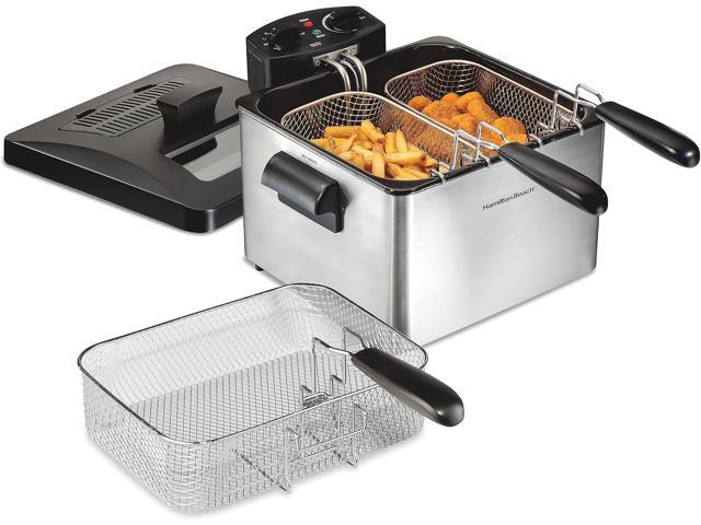 Hamilton Beach Electric Deep Fryer with 3 Baskets and Lid, 4.5 Liters / 19 Cups Oil Capacity, Temperature Control, View Window, Professional Style,.