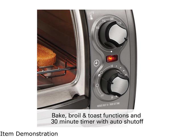 Hamilton Beach 31334D Easy Reach Toaster Oven with Roll-Top Door, Gray