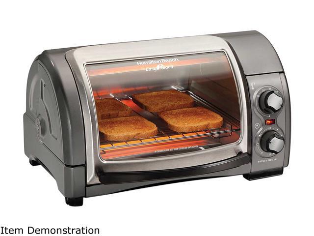 Hamilton Beach 31334D Easy Reach Toaster Oven with Roll-Top Door, Gray
