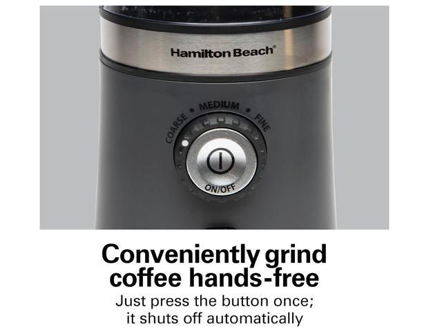 Hamilton Beach 80396RC Gray Custom Grind Coffee Grinder, Removable Stainless Steel Chamber, Gray
