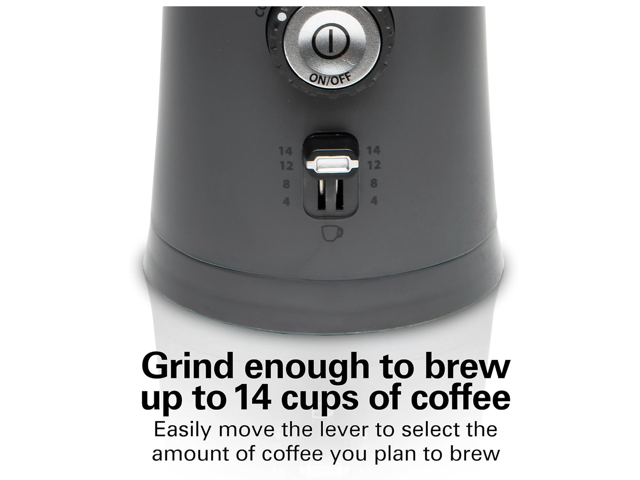 Hamilton Beach 80396RC Gray Custom Grind Coffee Grinder, Removable Stainless Steel Chamber, Gray