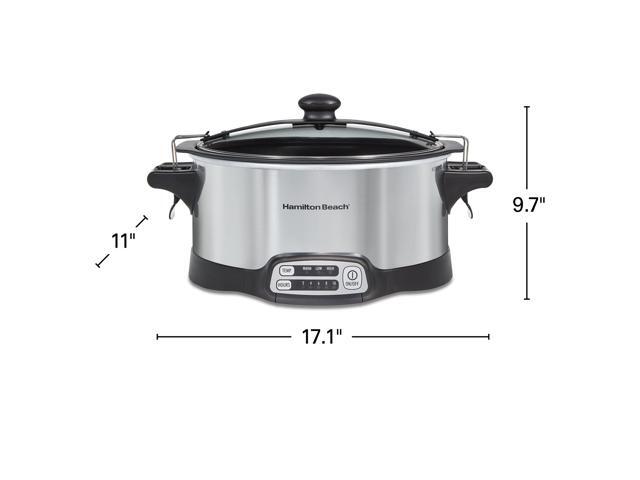Hamilton Beach 33663 Silver Stay or Go Sear & Cook 6 Quart Slow Cooker, Silver