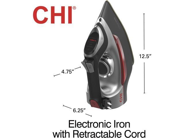 CHI 13102 Steam Iron for Clothes with Titanium Infused Ceramic Soleplate, 1700 Watts, Electronic Temperature Control, 8' Retractable Cord, 3-Way...