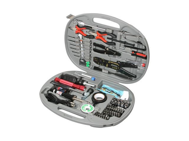 Rosewill 146-Piece Computer Tool Kit for Network & PC Repairs, Wire Stripper, Soldering Iron, Flashlight, ESD Strap, Nose Pliers,  Phillips Screwdriver, Hex Bits, Torq Bits, Star Bits - RTK-146
