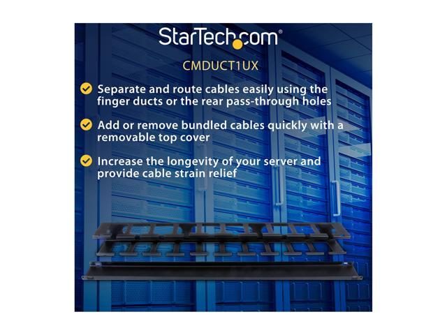StarTech. com 1U Horizontal Finger Duct Rack Cable Management Panel with Cover