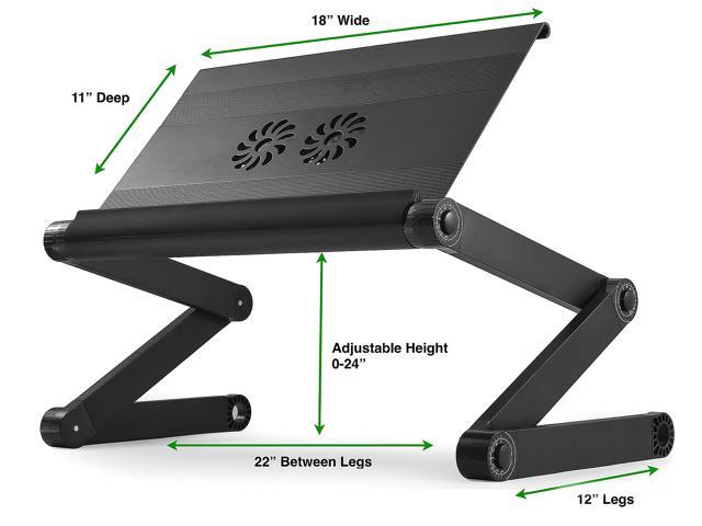 WorkEZ Executive Laptop Cooling Stand Adjustable Laptop Desk for Bed foldable laptop stand with FAN USB Ports computer lap desk for laptop holder...