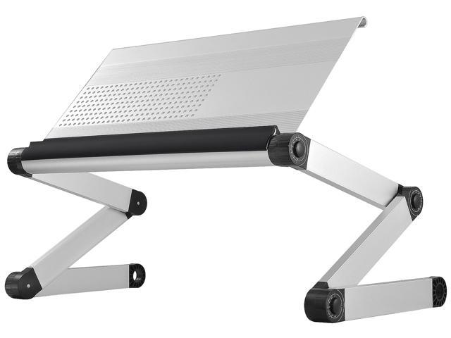 WorkEZ Executive Adjustable Ergonomic Laptop Cooling Stand & Lap Desk for Bed Couch folding aluminum desktop computer riser tray height tilt angle.