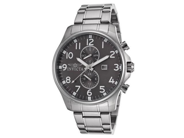 Men's Specialty Silver-Tone Steel Case Charcoal Dial Silver-Tone Steel Bracelet