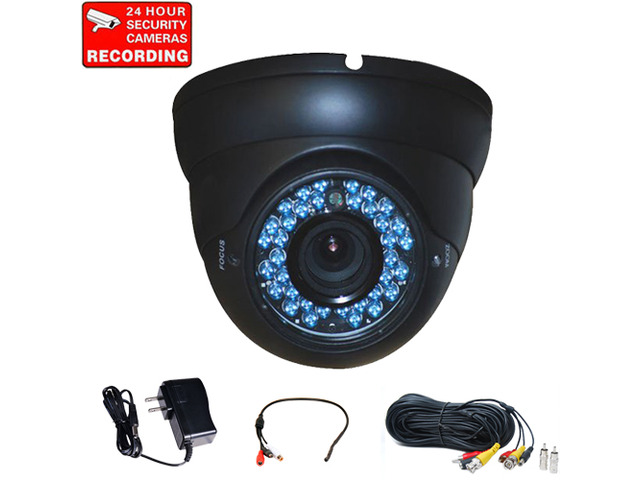 VideoSecu CCTV Vandal Proof Outdoor IR Day Night Long Range Security Camera Vari-focal 4 - 9mm Built-in 1/3 inch CCD 480 TV Lines 36 LEDs with...