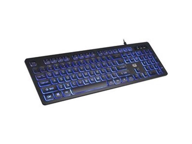 Adesso AKB-139EB Large Print Illuminated LED Keyboard 2X Big Letter Keys Blue Backlit Low Profile Quiet Switches USB Wired 104 Key Multimedia...