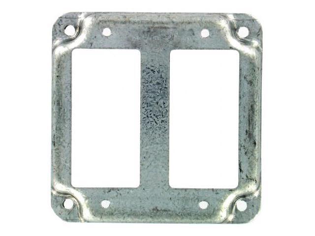 RACO 809C Box Cover, Square Box Type, 2 Gang, Galvanized Steel, GFCI Receptacle