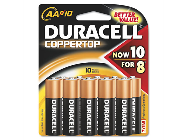 Duracell DRC MN1500B10Z Coppertop Alkaline Batteries AA - 10-Pack