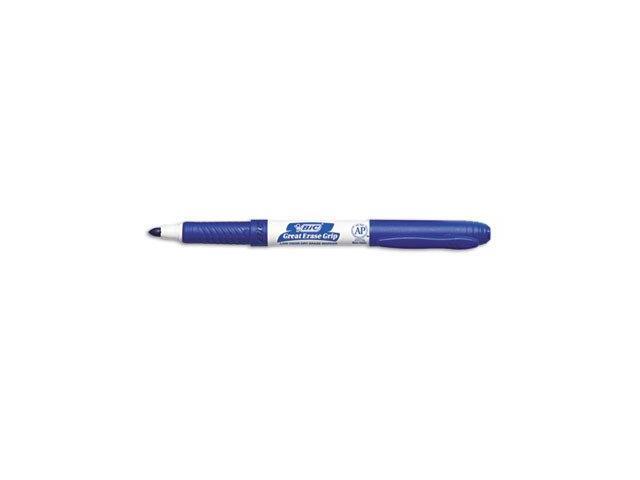 Bic GDE11BE Great Erase Grip Dry Erase Markers, Fine Point, Blue, Dozen