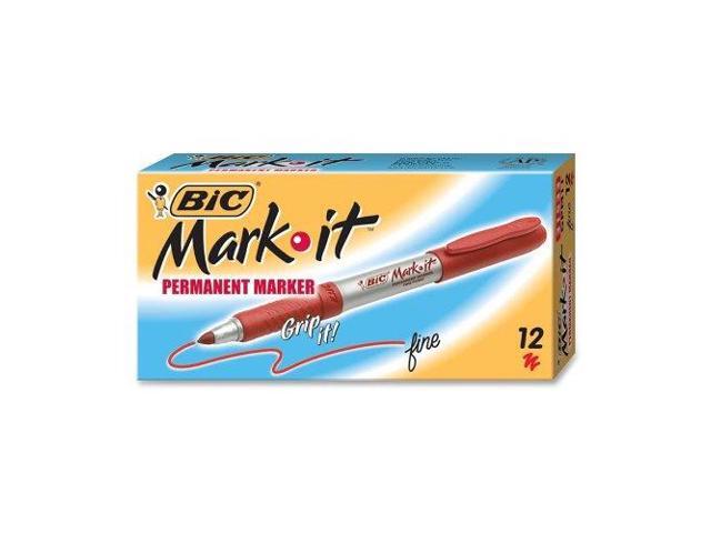 Mark-It Permanent Markers, Fine Point, Rambunctious Red, Dozen