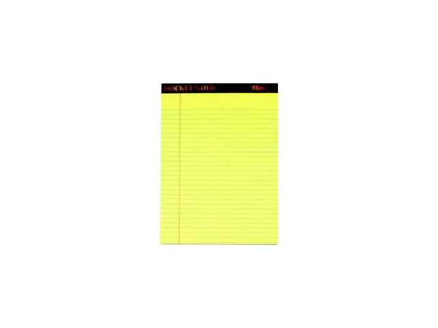 Tops 63956 Docket Ruled Perforated Pads, Gold Legal, 8 1/2 x 11 3/4,Canary, 50 Sheets, 6/Pk