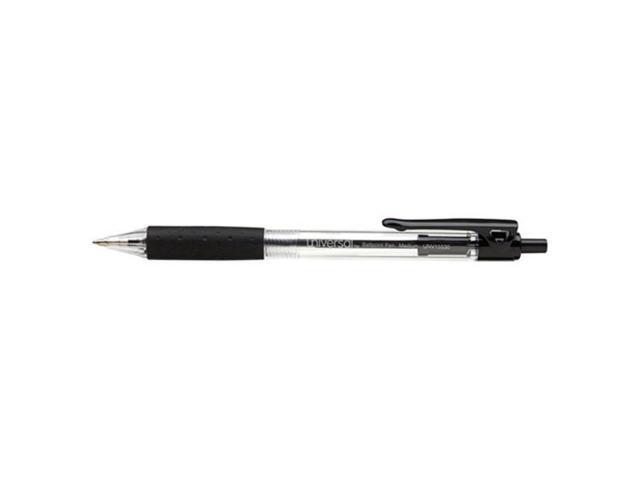 UNIVERSAL Economy Retractable Ballpoint Pen Black Ink Clear 1mm Dozen 15530