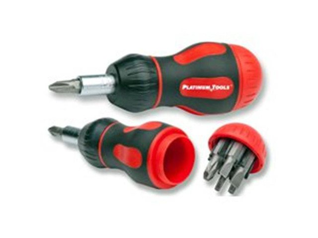 Platinum Tools 19120C 8-in-1 Ratcheted Stubby Screwdriver