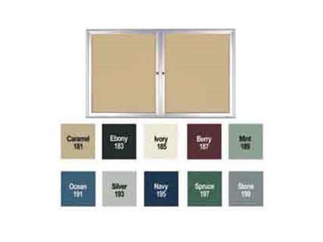 Ghent PA23660VX-181 36 in. x 60 in. 2-Door Satin Aluminum Frame Enclosed Vinyl Bulletin Board - Caramel