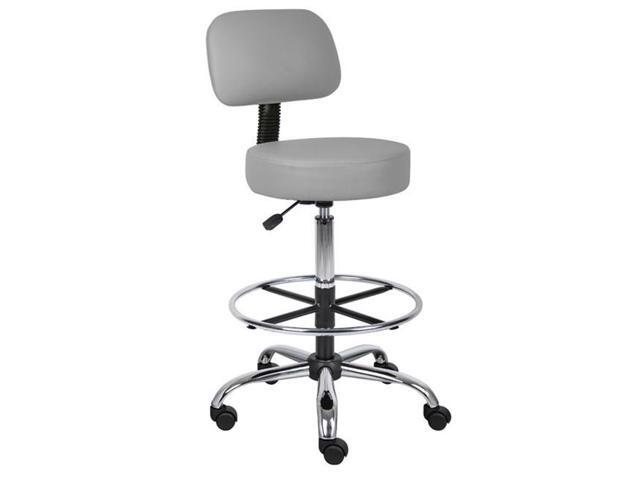 Norstar B16245-GY Caressoft Medical Drafting Stool with Back Cushion and Foot Ring- Grey