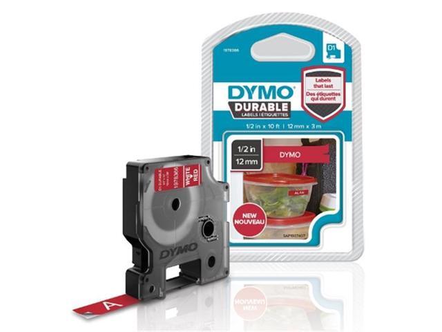 D1 Durable Labels, 0.5' x 10 ft, White on Red 1978366