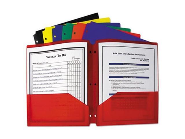 C-Line Two-Pocket Heavyweight Poly Portfolio Folder w/3-Hole Punch Letter Assorted 33930