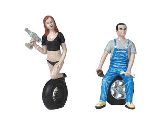 Michele and Derek Tire Brigade 2 piece Figurine Set 1/18 by Motorhead Miniatures