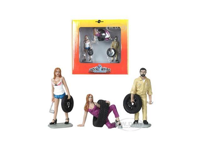 Val, Meg and Gary Tire Brigade 3 piece Figurine Set 1/24 by Motorhead Miniatures