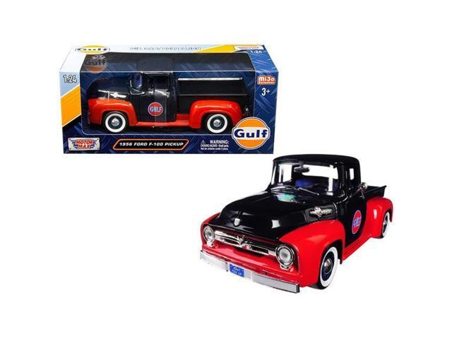 1956 Ford F-100 Pickup Truck 'Gulf' Dark Blue and Red 1/24 Diecast Model Car by Motormax