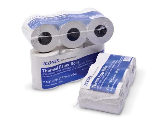 Iconex Direct Thermal Printing Thermal Paper Rolls 2.25' x 85 ft White 3/Pack