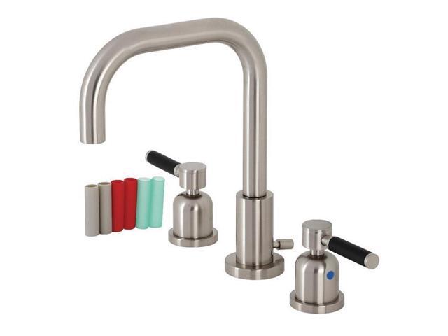Kingston Brass FSC8938DKL Kaiser Widespread Bathroom Faucet with Brass Pop-Up, Brushed Nickel