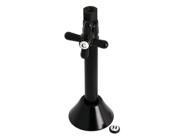 Kingston Brass CC83250X 1/2' Sweat, 3/8' O. D. Comp Straight Shut-off Valve with 5' Extension, Matte Black