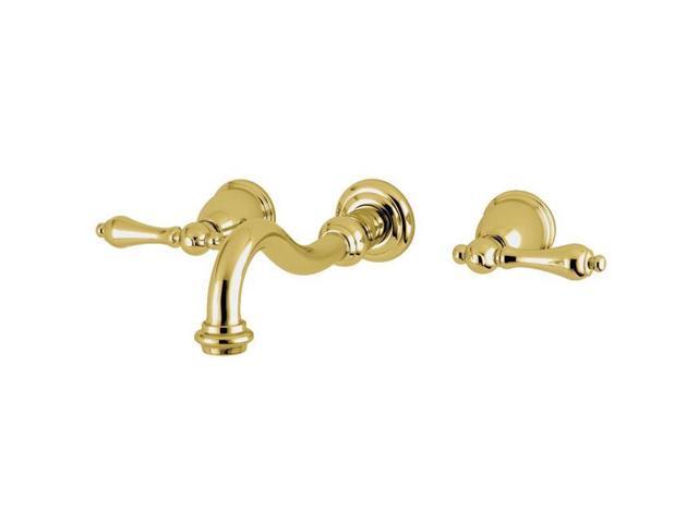 Kingston Brass KS3022AL Restoration Two-Handle 3-Hole Wall Mount Roman Tub Faucet in Polished Brass