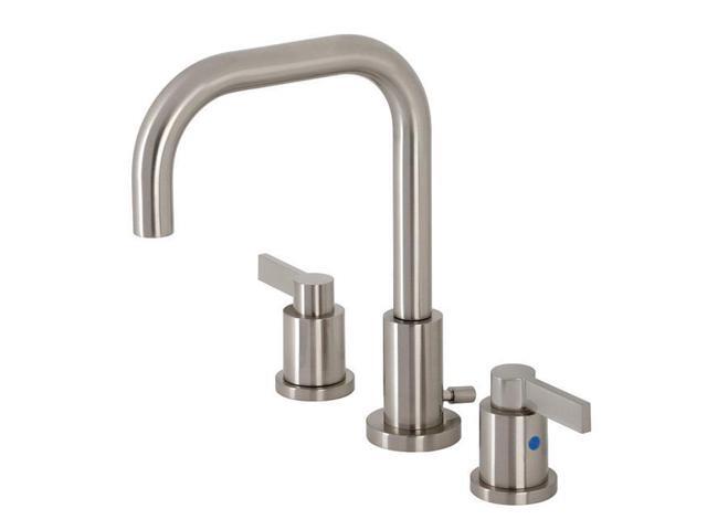 Kingston Brass FSC8938NDL NuvoFusion Widespread Bathroom Faucet with Brass Pop-Up, Brushed Nickel