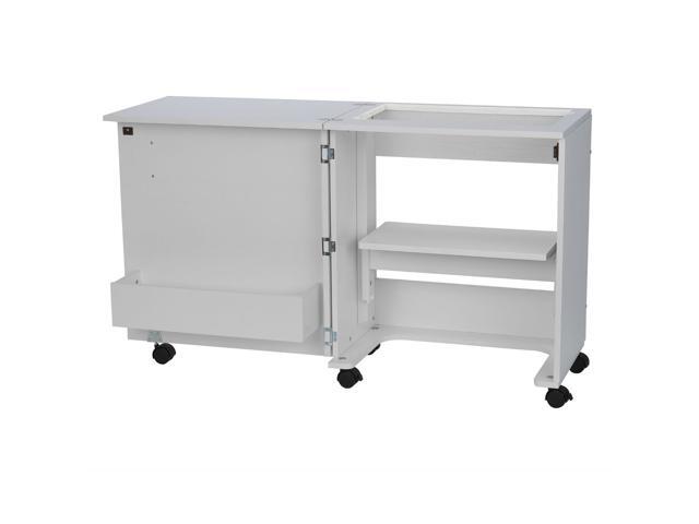 Arrow 101 Judy Sewing and Craft Table with Storage and Adjustable 3-Position Lift, White