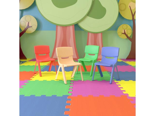Whitney 4 Pack Plastic Stackable School Chairs with 13.25' Seat Height, Assorted Colors