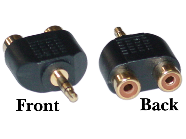 Cable Wholesale RCA to Stereo adapter 2 x RCA Female / 1 x 3.5mm Stereo Male